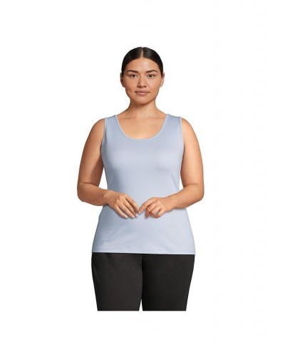 Women's Plus Size Cotton Tank Top Soft blue haze $20.13 Tops