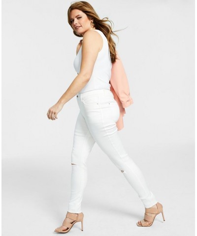 Women's Mid-Rise Ripped Skinny Jeans White $19.08 Jeans