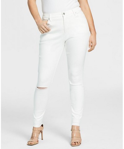 Women's Mid-Rise Ripped Skinny Jeans White $19.08 Jeans