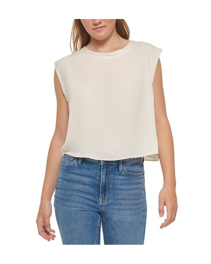 Women's Charmeuse Sleeveless Cropped Top White $14.17 Tops