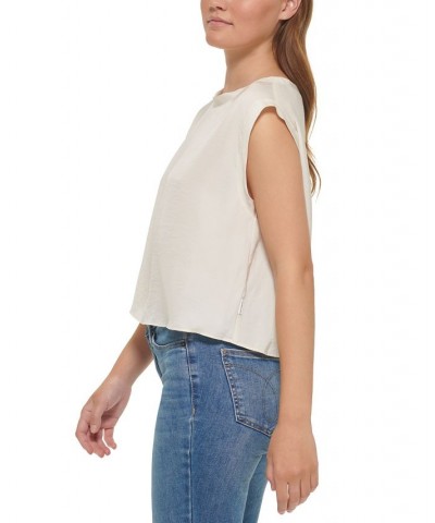 Women's Charmeuse Sleeveless Cropped Top White $14.17 Tops