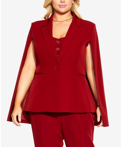 Trendy Plus Size Emma V-neck Jacket True Red $56.62 Jackets