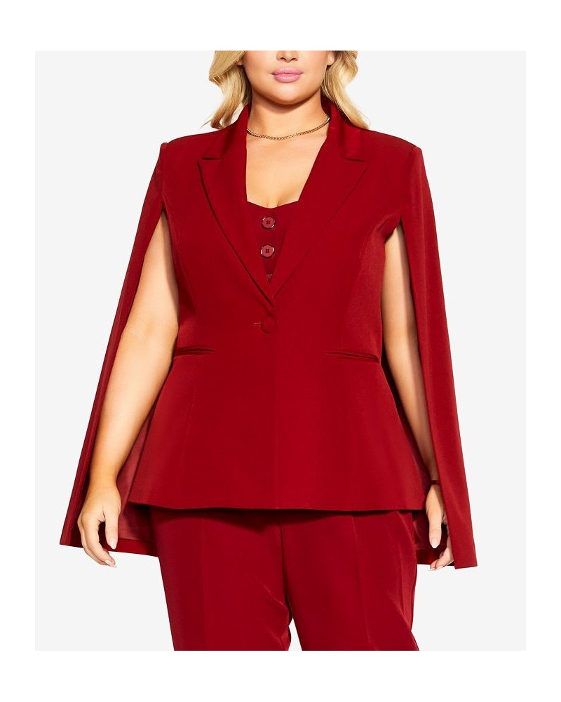 Trendy Plus Size Emma V-neck Jacket True Red $56.62 Jackets