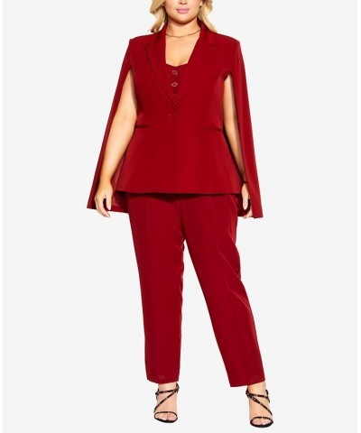 Trendy Plus Size Emma V-neck Jacket True Red $56.62 Jackets