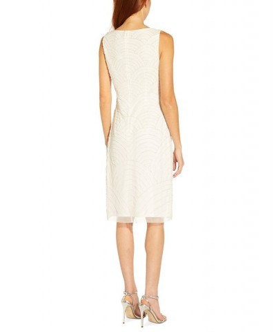 Women's Beaded V-Neck Dress Ivory $116.55 Dresses