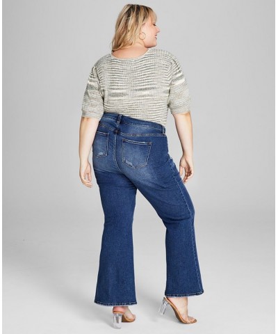 Trendy Plus Size Ripped Flare-Leg Jeans Off Road $13.80 Jeans