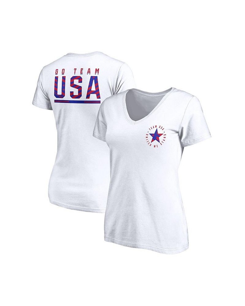 Women's Branded White Favorite Team V-Neck T-shirt White $22.05 Tops