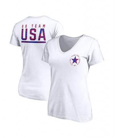 Women's Branded White Favorite Team V-Neck T-shirt White $22.05 Tops