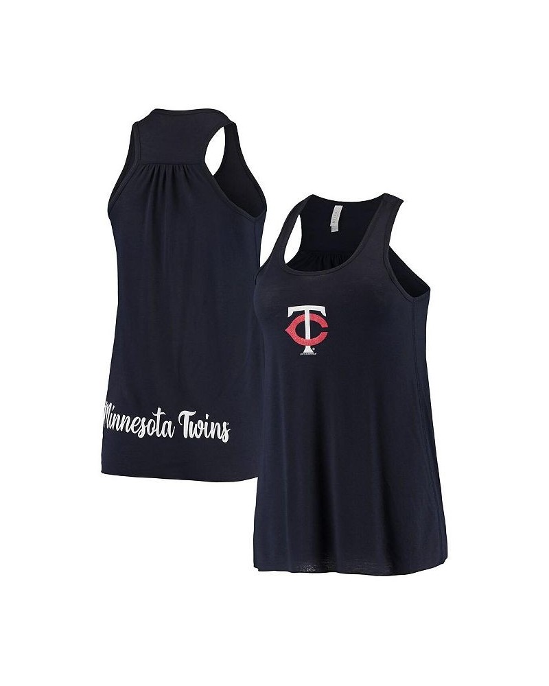 Women's Navy Minnesota Twins Front Back Tank Top Navy $23.50 Tops