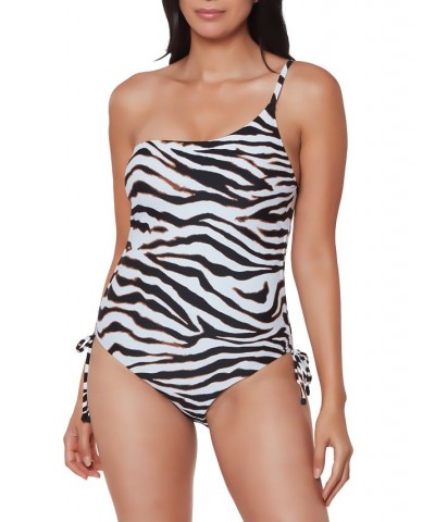 Zebra-Print One-Piece Swimsuit White/Black $27.12 Swimsuits