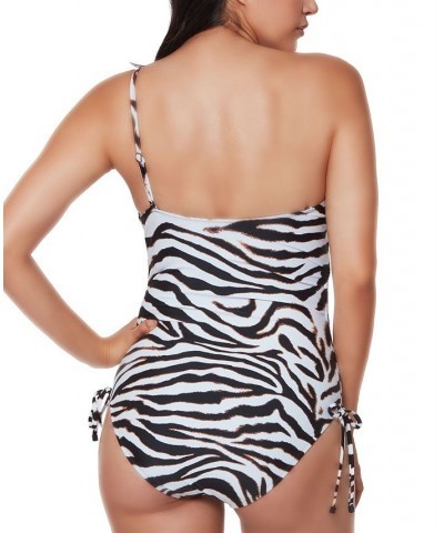 Zebra-Print One-Piece Swimsuit White/Black $27.12 Swimsuits