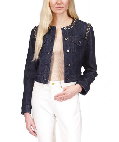 Women's Chain Fitted Denim Jacket Indigo Rinse $154.00 Jackets