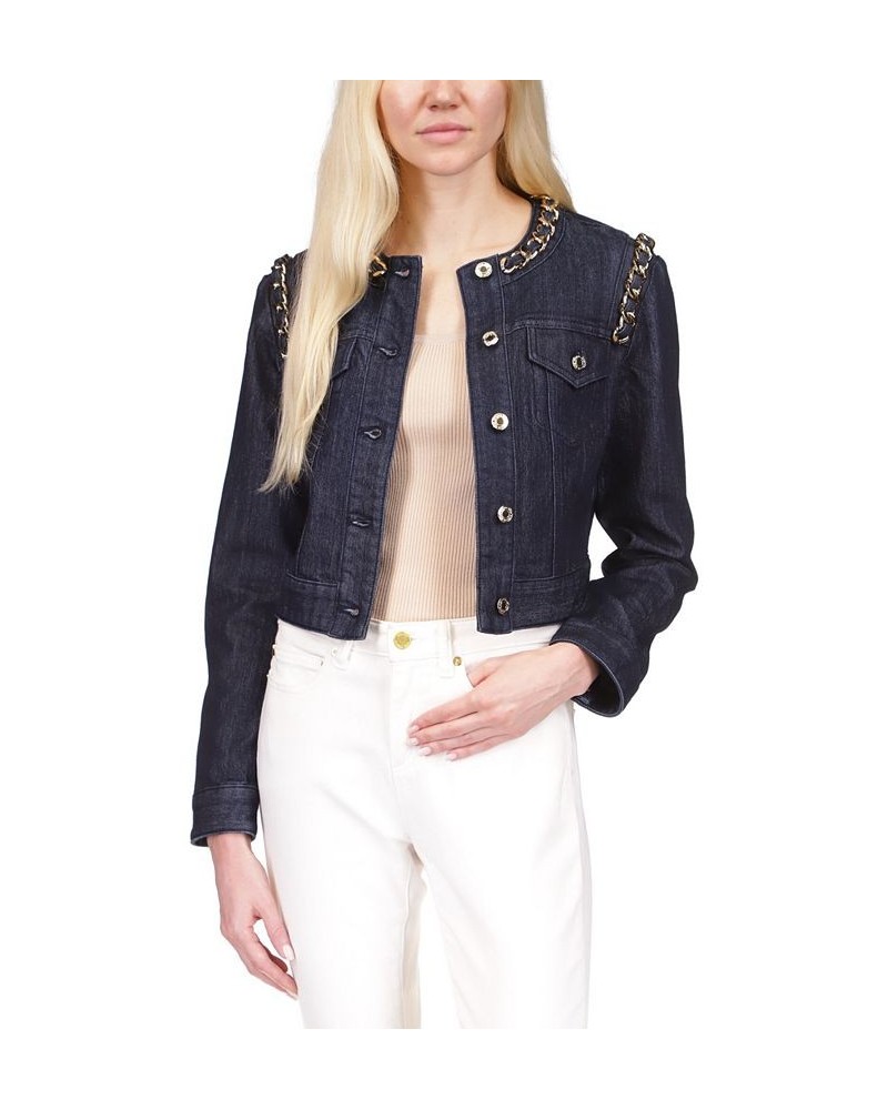 Women's Chain Fitted Denim Jacket Indigo Rinse $154.00 Jackets