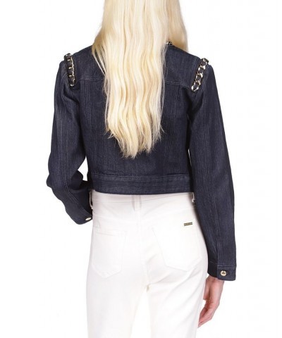 Women's Chain Fitted Denim Jacket Indigo Rinse $154.00 Jackets