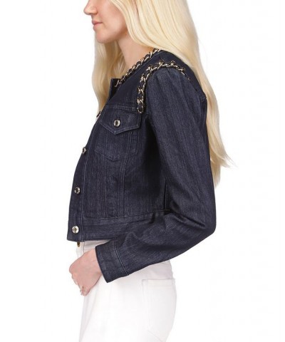 Women's Chain Fitted Denim Jacket Indigo Rinse $154.00 Jackets