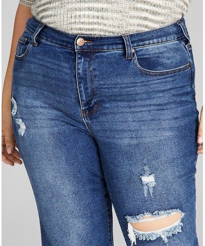 Trendy Plus Size Ripped Flare-Leg Jeans Off Road $13.80 Jeans