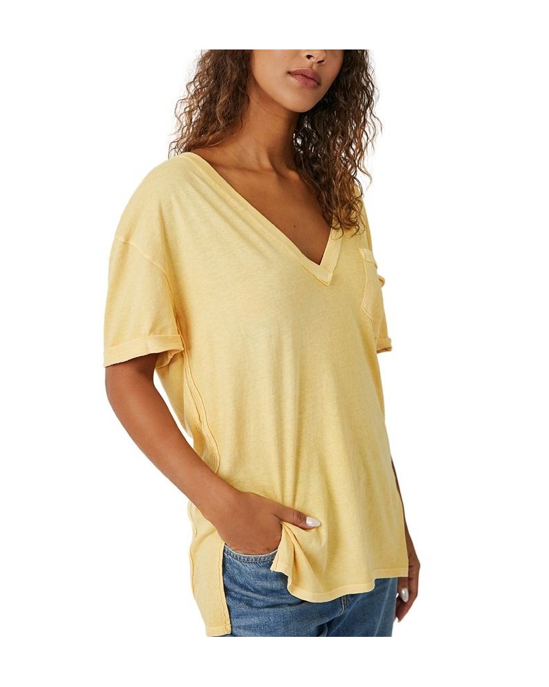 Women's Keep Me V-Neck T-Shirt Peach Sunrise $36.04 Tops