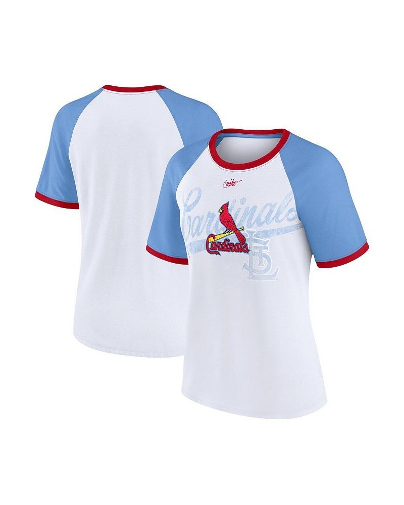 Women's White St. Louis Cardinals Rewind Color Remix Fashion Raglan T-shirt White $21.00 Tops