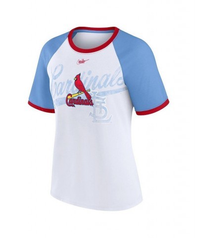 Women's White St. Louis Cardinals Rewind Color Remix Fashion Raglan T-shirt White $21.00 Tops