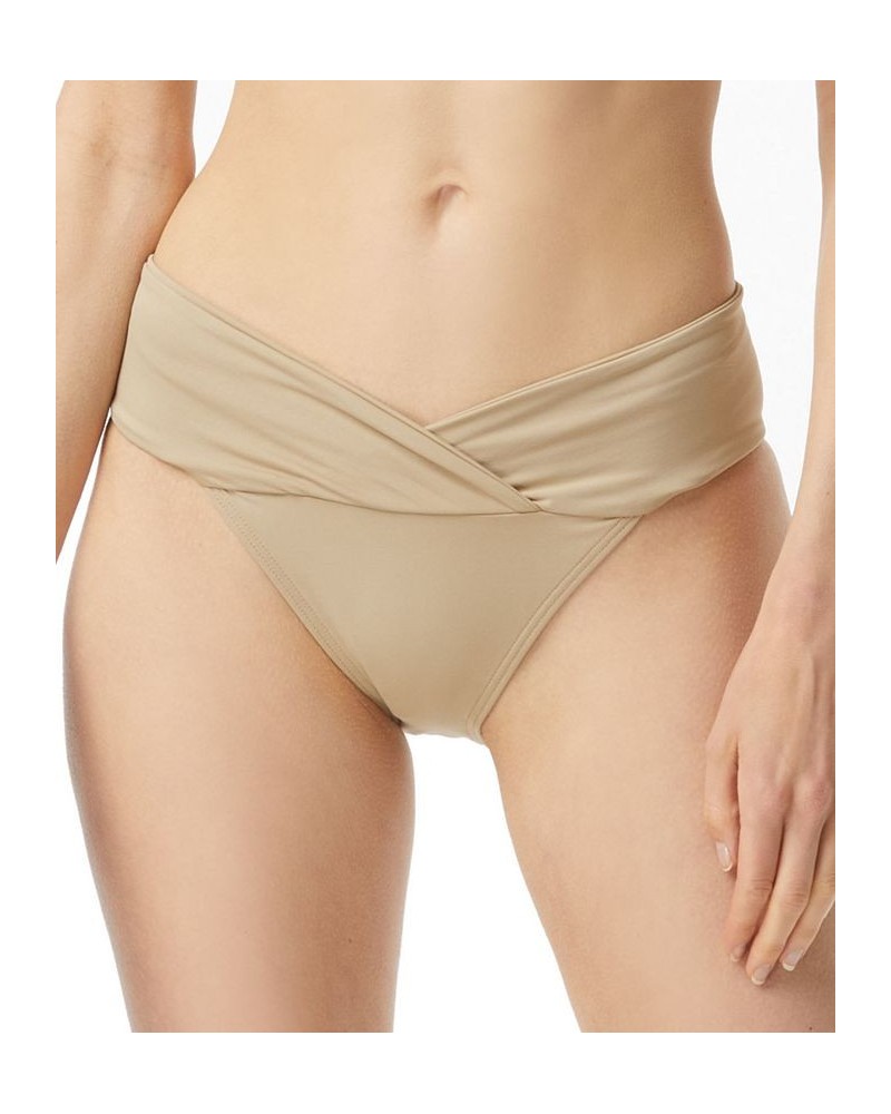 Gathered-Waist Euro Bikini Bottom Tan/Beige $33.32 Swimsuits