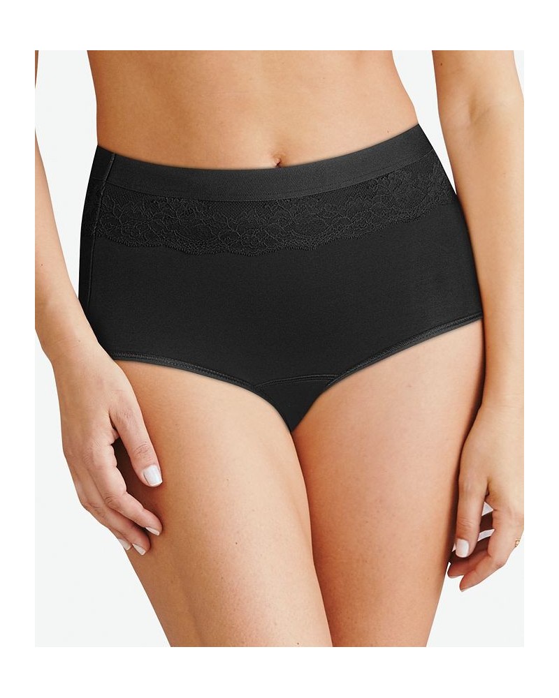 Women's Beautifully Confident Brief Period Underwear With Light Leak Protection DFLLB1 Black $10.64 Panty