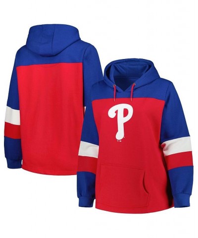 Women's Royal Philadelphia Phillies Plus Size Colorblock Pullover Hoodie Royal $32.25 Sweatshirts