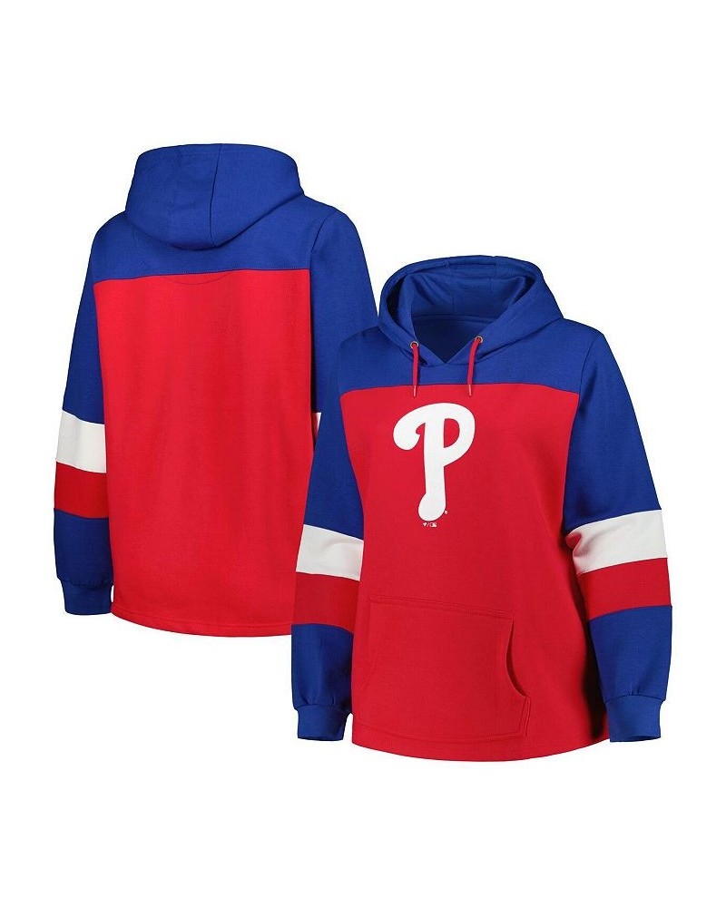 Women's Royal Philadelphia Phillies Plus Size Colorblock Pullover Hoodie Royal $32.25 Sweatshirts