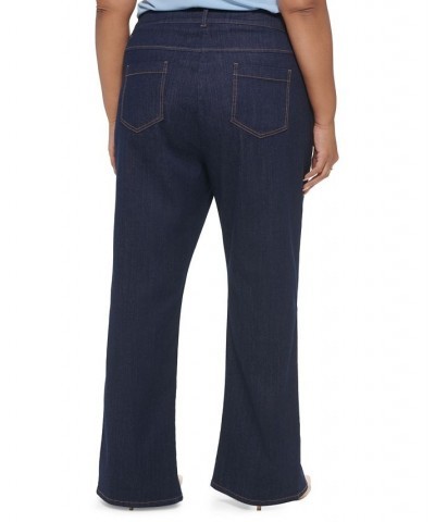 Plus Size Slim-Leg Split-Front Denim Pants Dark Denim $32.63 Pants