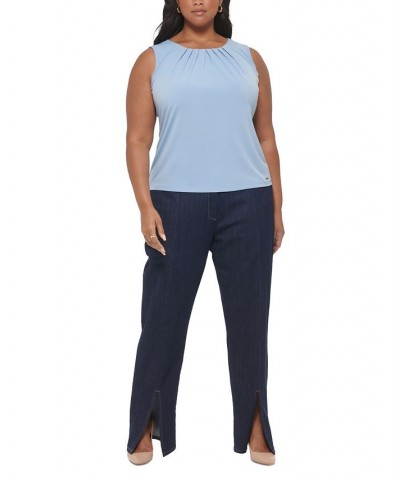 Plus Size Slim-Leg Split-Front Denim Pants Dark Denim $32.63 Pants