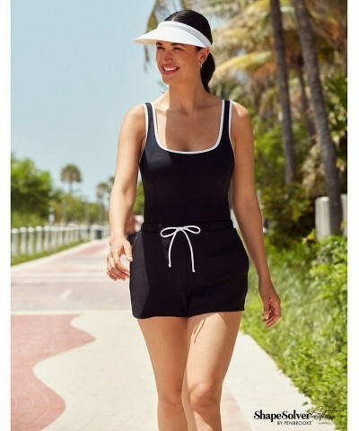 Shape Solver Sport for Women's Colorblocked Romper One-Piece Swimsuit Black/White $52.00 Swimsuits