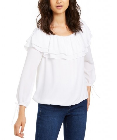 Ruffled Off-The-Shoulder Top Regular & Petite Sizes White $30.10 Tops