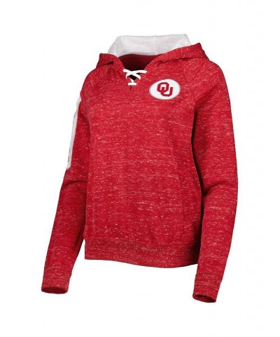 Women's Crimson Oklahoma Sooners The Devil Speckle Lace-Placket Raglan Pullover Hoodie Crimson $27.30 Sweatshirts