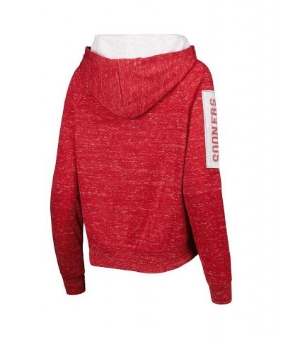 Women's Crimson Oklahoma Sooners The Devil Speckle Lace-Placket Raglan Pullover Hoodie Crimson $27.30 Sweatshirts