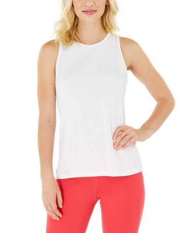 Women's Essentials Heathered Keyhole-Back Tank Top Bright White $9.87 Tops