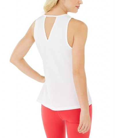 Women's Essentials Heathered Keyhole-Back Tank Top Bright White $9.87 Tops