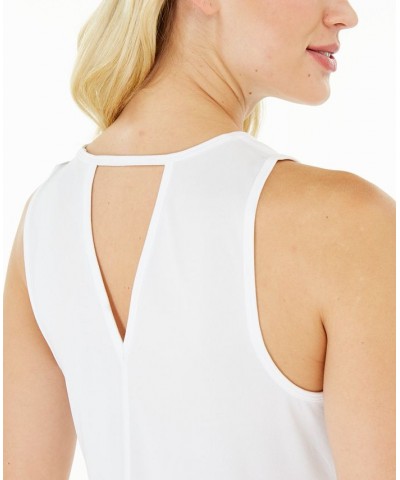 Women's Essentials Heathered Keyhole-Back Tank Top Bright White $9.87 Tops