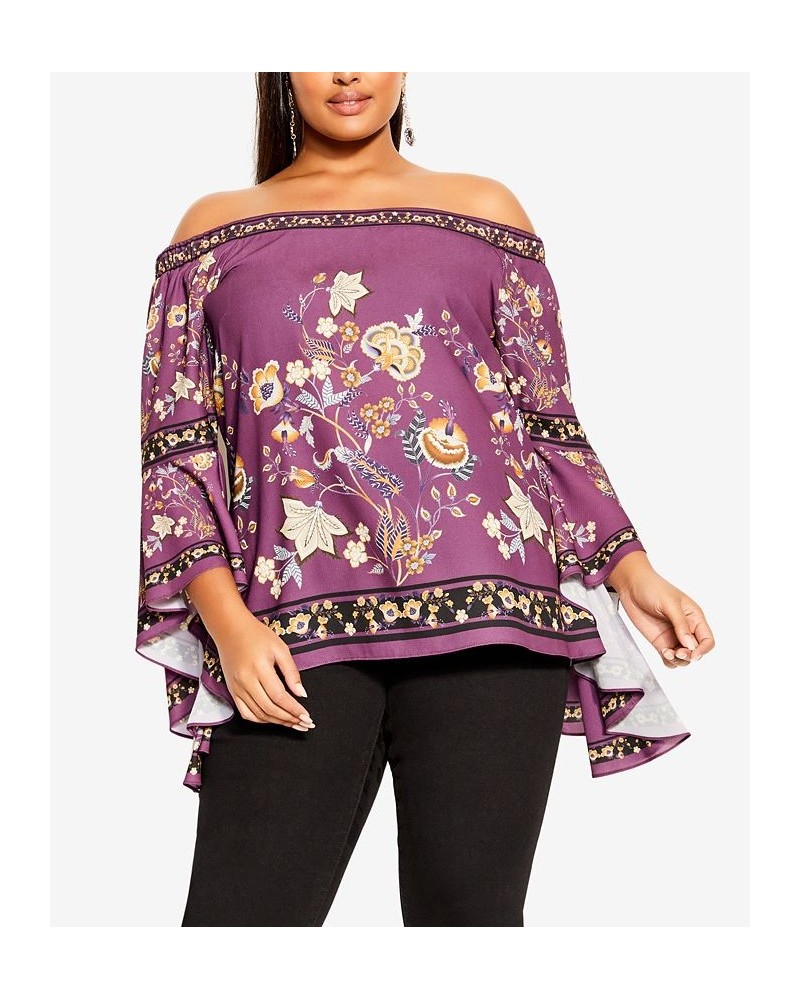 Trendy Plus Size Cordelia Top Purple Baroque Board $38.85 Tops