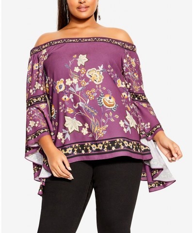 Trendy Plus Size Cordelia Top Purple Baroque Board $38.85 Tops