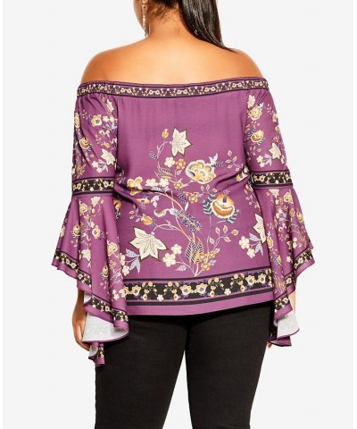 Trendy Plus Size Cordelia Top Purple Baroque Board $38.85 Tops