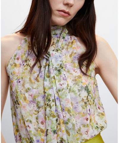 Women's Floral Tie Blouse Off White $31.50 Tops