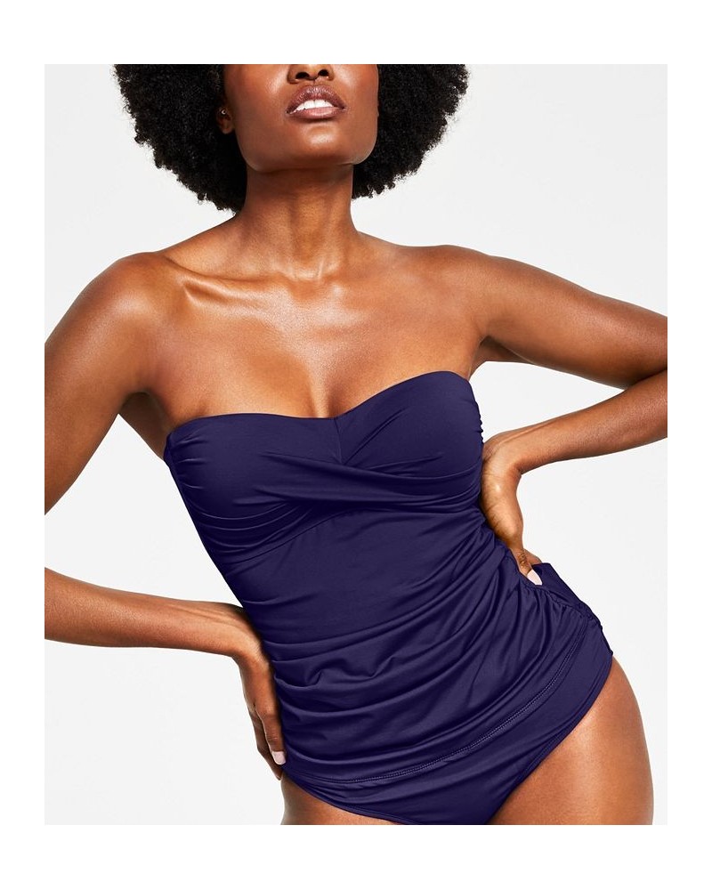 Twist Front Tankini Top & Side-Tie Bottoms Navy $31.50 Swimsuits