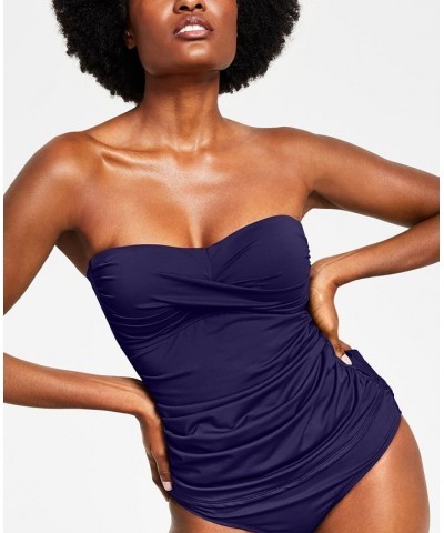 Twist Front Tankini Top & Side-Tie Bottoms Navy $31.50 Swimsuits