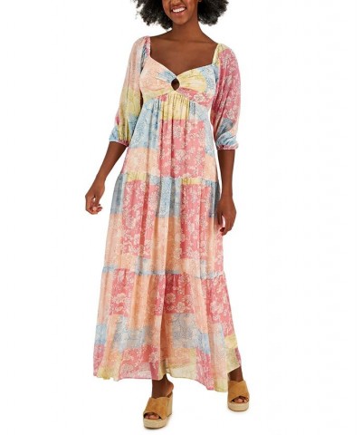 Serena Printed Chiffon Smocked-Detail Tiered Maxi Dress Rose/peach $39.50 Dresses