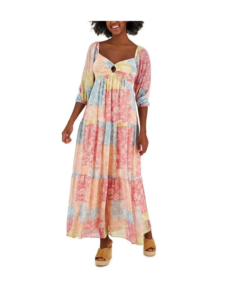 Serena Printed Chiffon Smocked-Detail Tiered Maxi Dress Rose/peach $39.50 Dresses