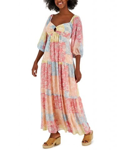 Serena Printed Chiffon Smocked-Detail Tiered Maxi Dress Rose/peach $39.50 Dresses