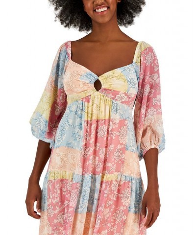 Serena Printed Chiffon Smocked-Detail Tiered Maxi Dress Rose/peach $39.50 Dresses