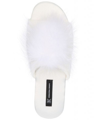 Satin Marabou Slide Slippers Washed White $9.57 Shoes