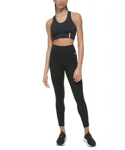 Women's High Rise Logo Stripe Leggings Black $29.75 Pants