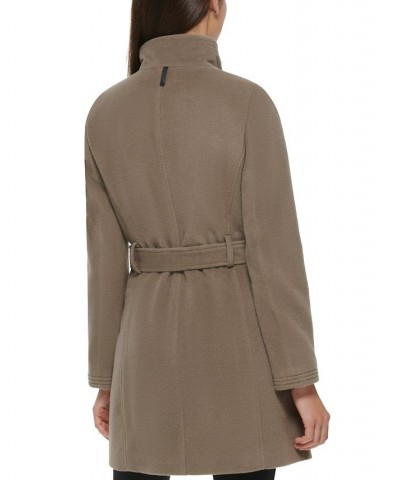 Women's Stand-Collar Button-Front Belted Coat Thistle $86.00 Coats