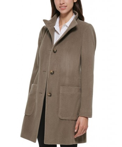 Women's Stand-Collar Button-Front Belted Coat Thistle $86.00 Coats